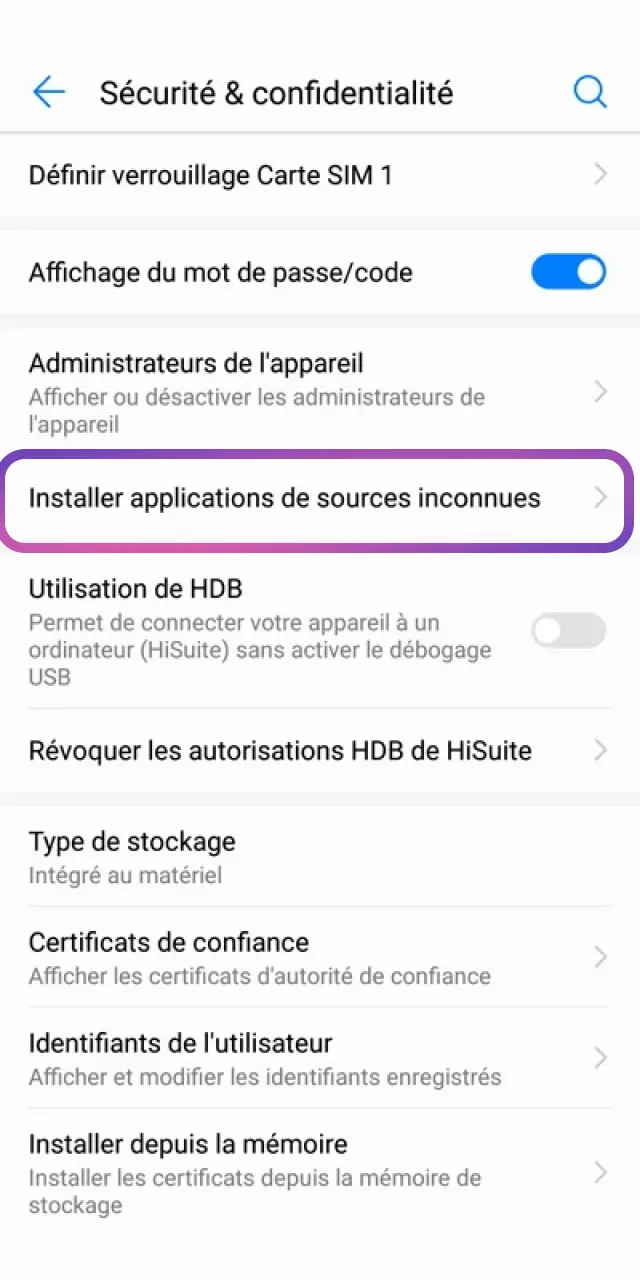 Activez l'installation depuis sources inconnues dans les paramètres Android pour installer Chachabet.