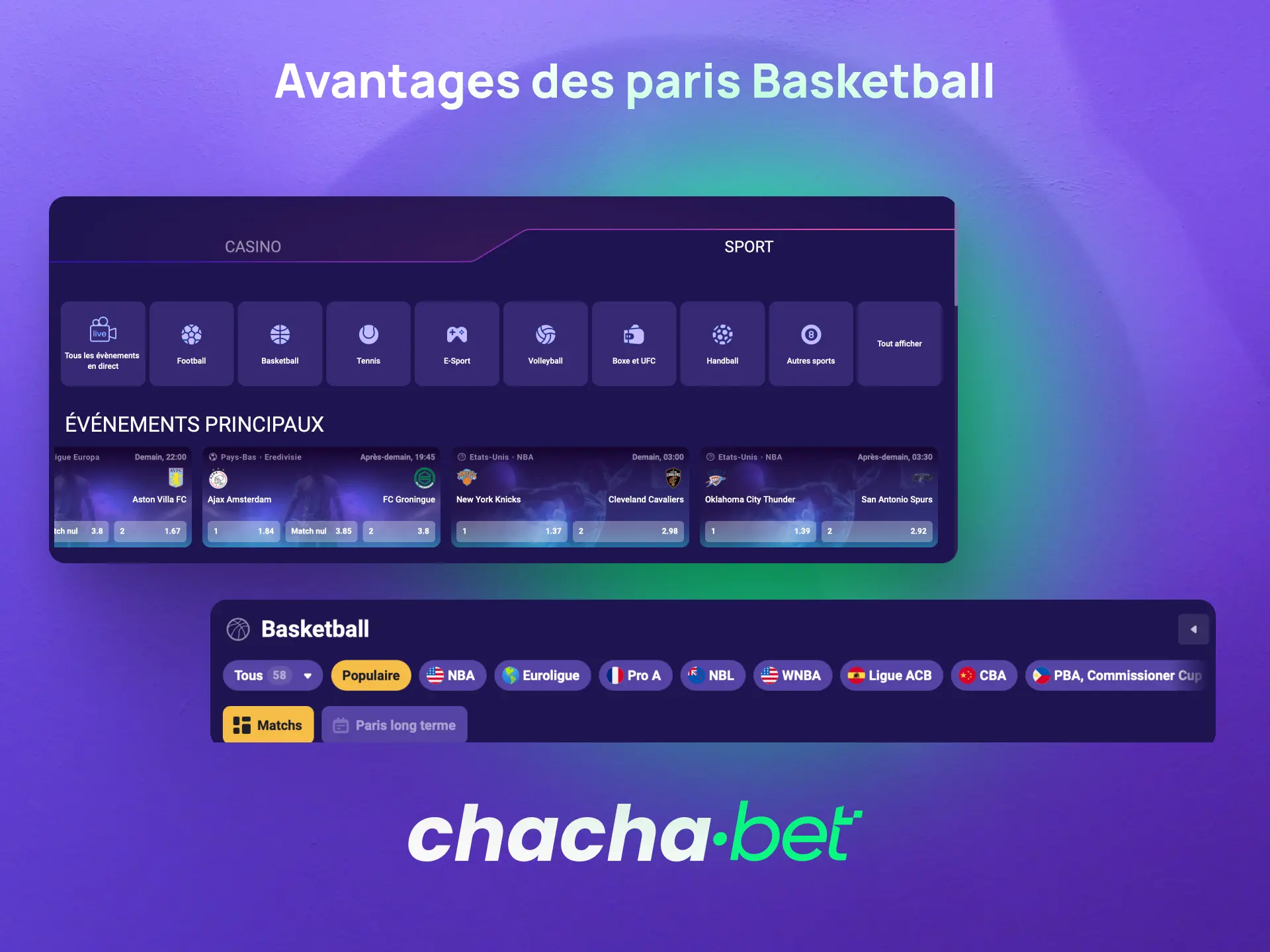 Découvrez les avantages des paris basketball sur Chachabet comme les cotes compétitives.