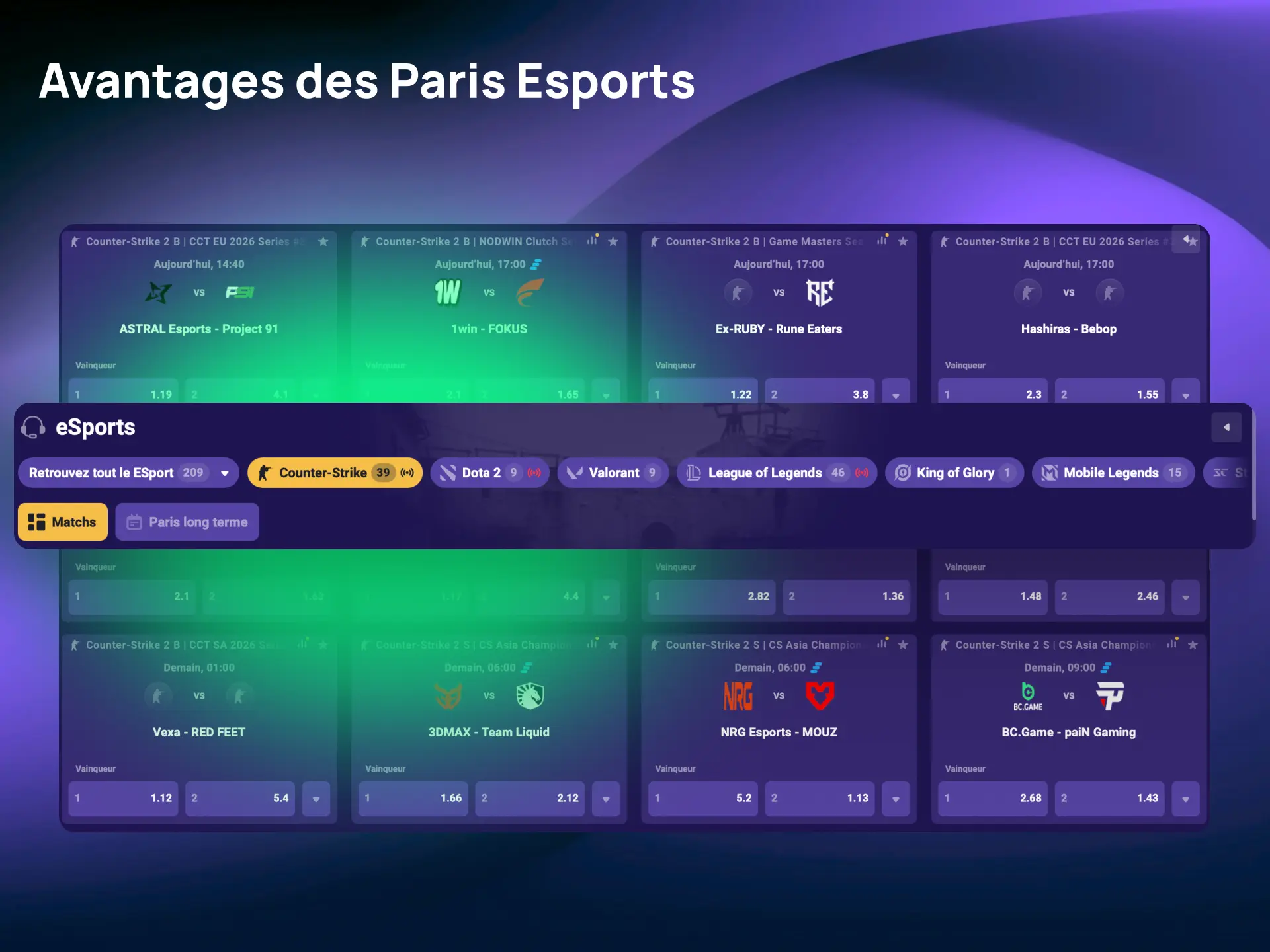 Découvrez les avantages des paris esports sur Chachabet comme les cotes compétitives et le live.