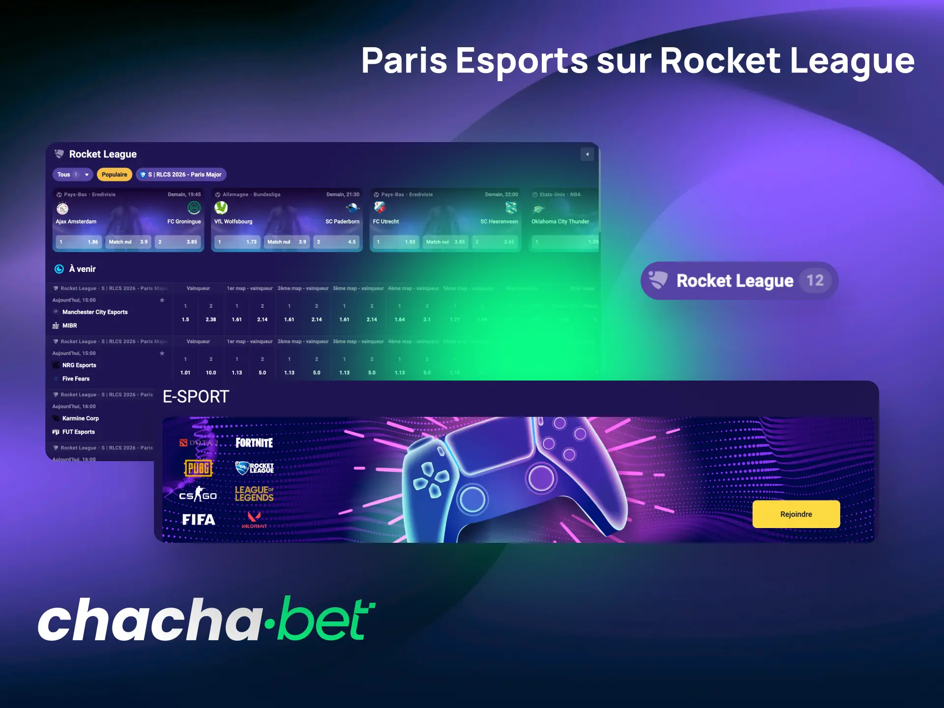Pariez sur Rocket League avec Chachabet et profitez des cotes sur les championnats du monde.