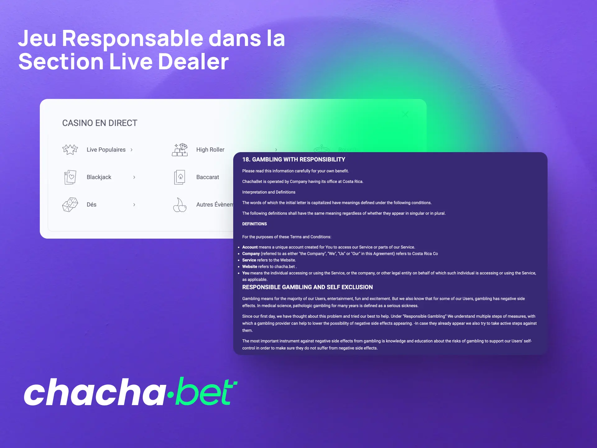 Utilisez les outils de jeu responsable sur Chachabet pour fixer des limites dans le live casino.