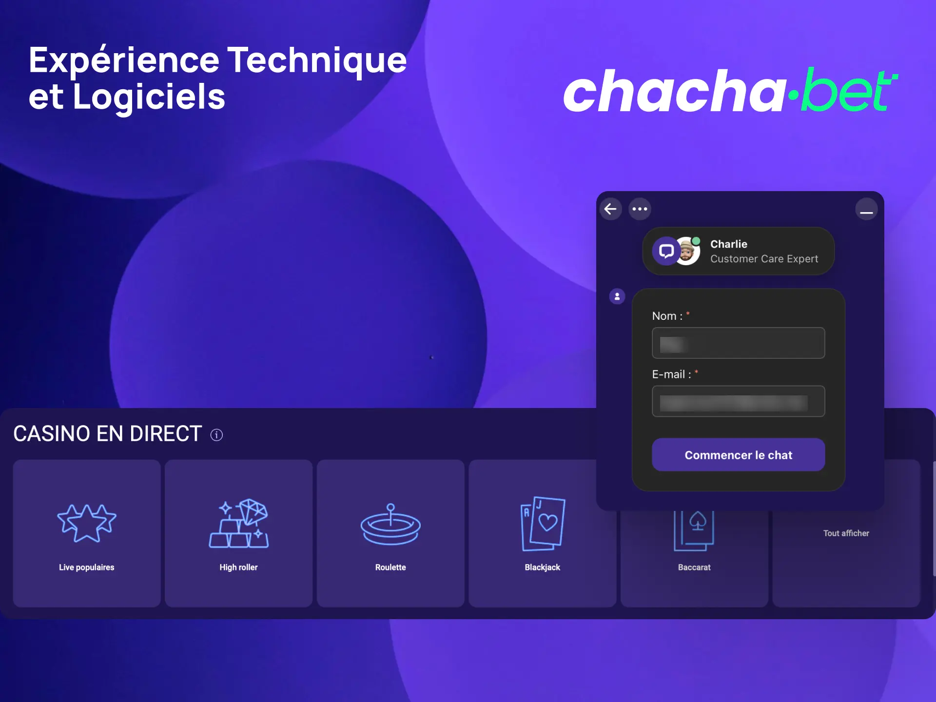 Profitez d'une expérience technique fluide et de logiciels performants sur le live casino Chachabet.