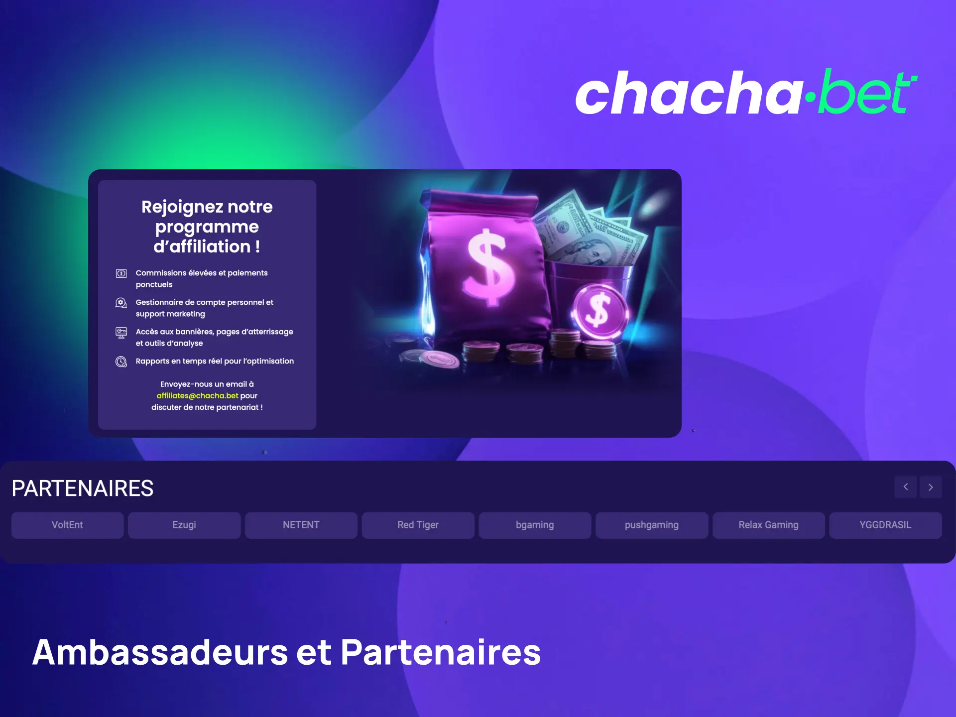 Découvrez les ambassadeurs et partenaires de Chachabet en France.