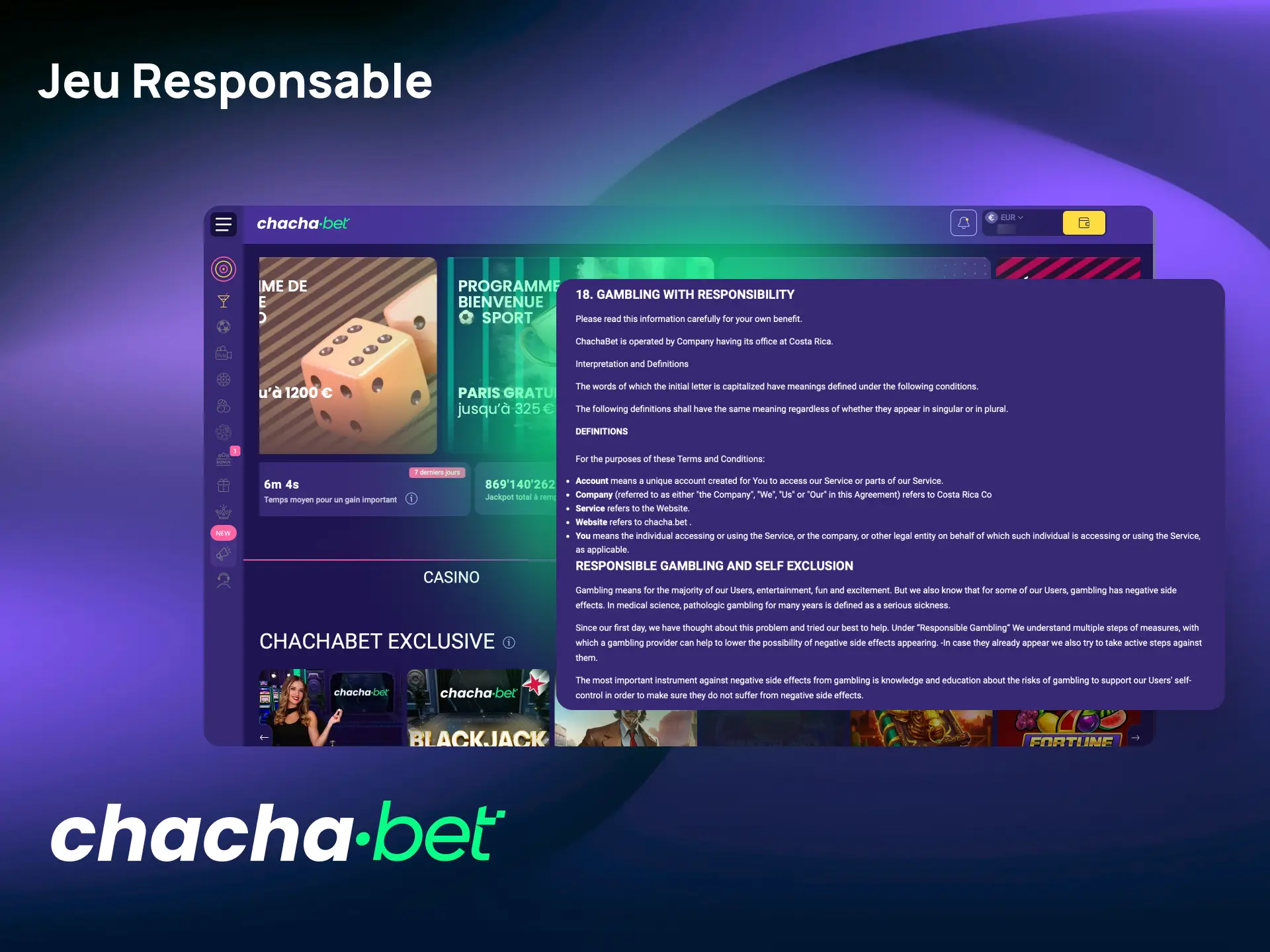 Utilisez les outils de jeu responsable sur Chachabet pour fixer des limites et protéger votre budget.