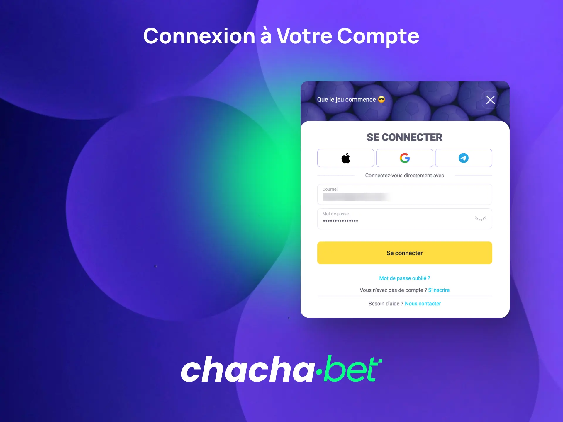 Connectez-vous à votre compte Chachabet avec votre email ou identifiant et mot de passe.