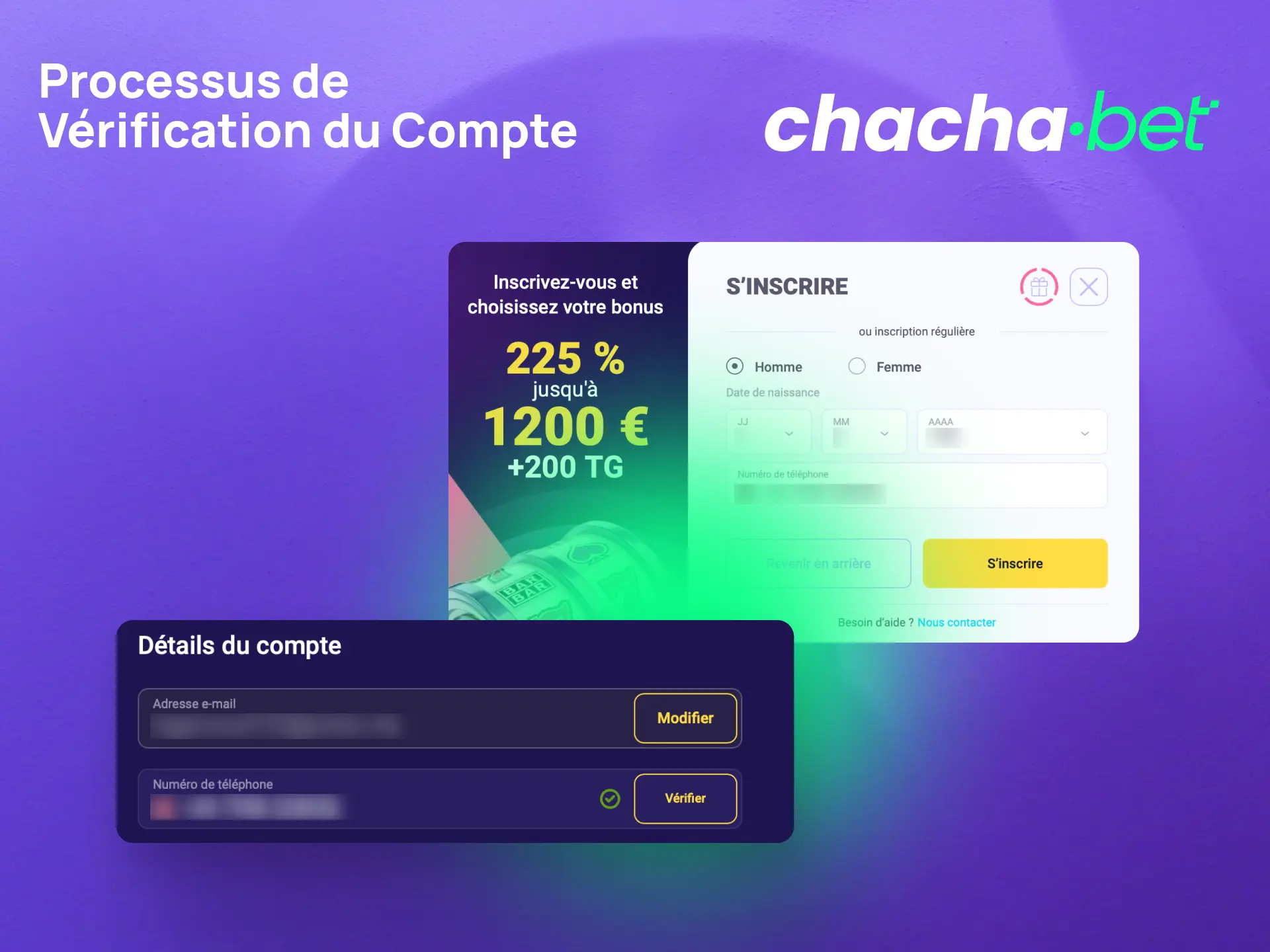 Suivez le processus de vérification du compte Chachabet pour valider votre identité et adresse.
