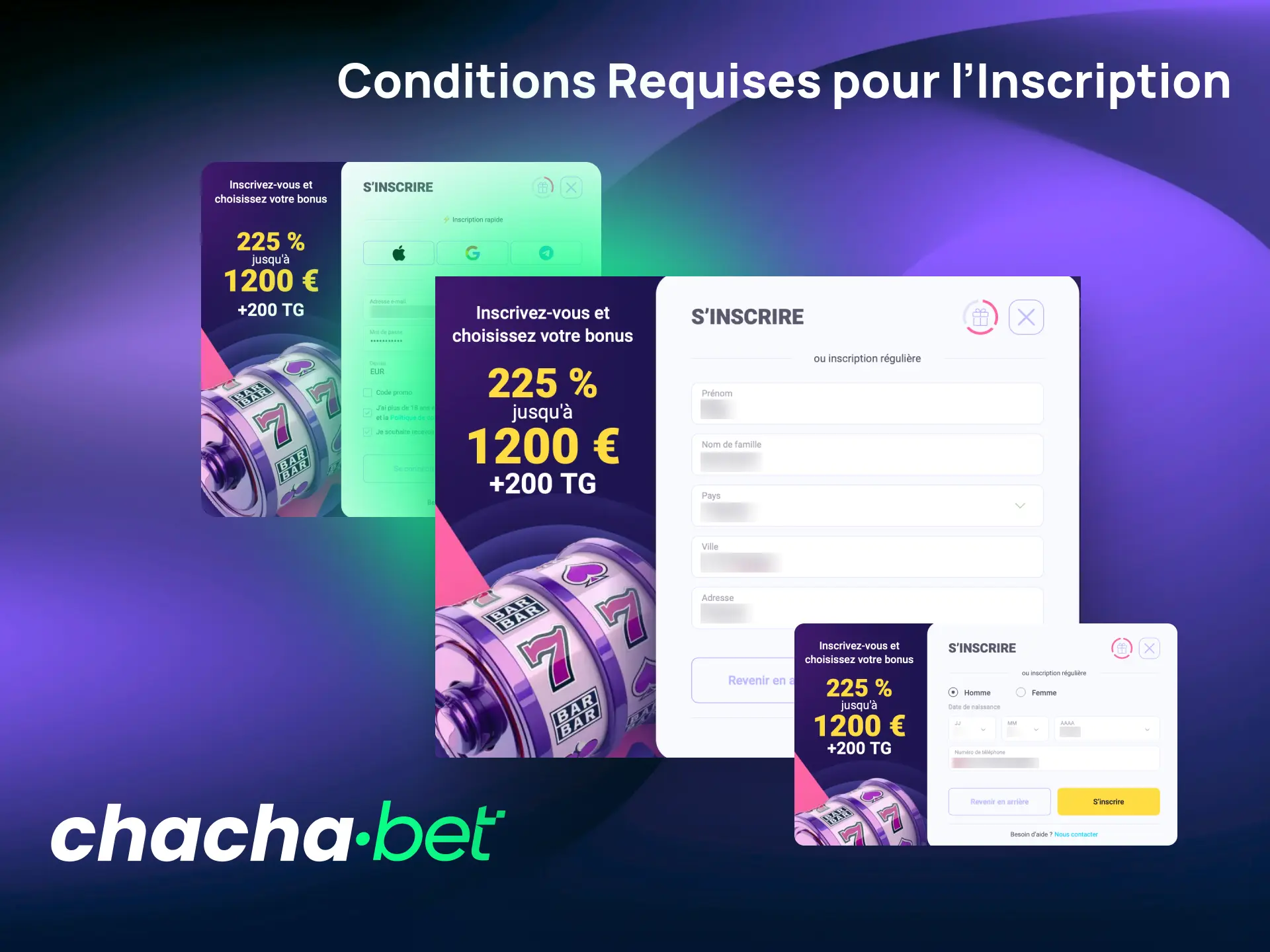 Consultez les conditions requises pour vous inscrire sur Chachabet comme l'âge minimum de 18 ans.