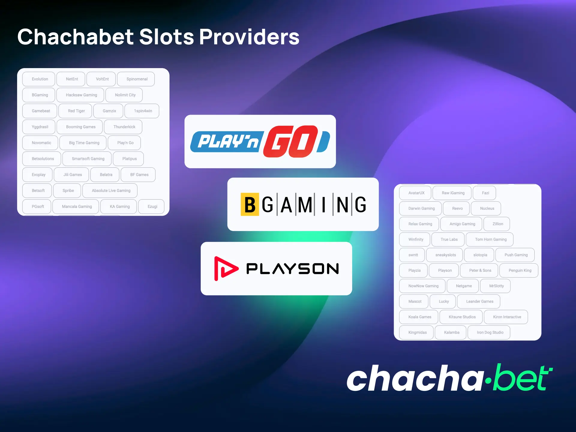 Découvrez les fournisseurs de machines à sous sur Chachabet comme Pragmatic Play et NetEnt.